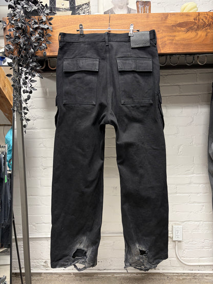 Rick Owens 16oz Japanese ‘Geth Cargo’ Wide Leg Black Denim