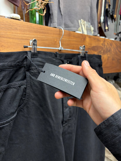 Ann Demeulemeester ‘Michael’ Wide Leg 5-Pocket Black Denim Trousers