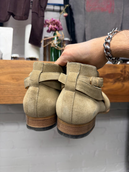 Saint Laurent ‘Jodhpur’ Tan Suede Pointed Toe Ankle Cut Chelsea Boots