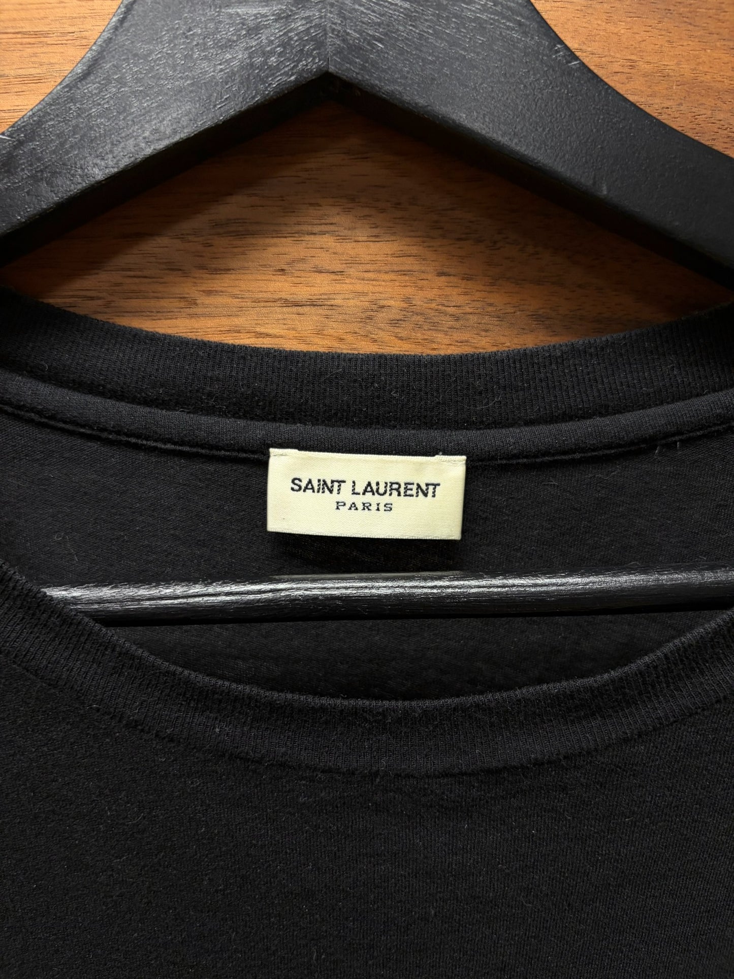 2017 Saint Laurent ‘Slow Kissing’ Black Cropped Fit Cotton T-Shirt