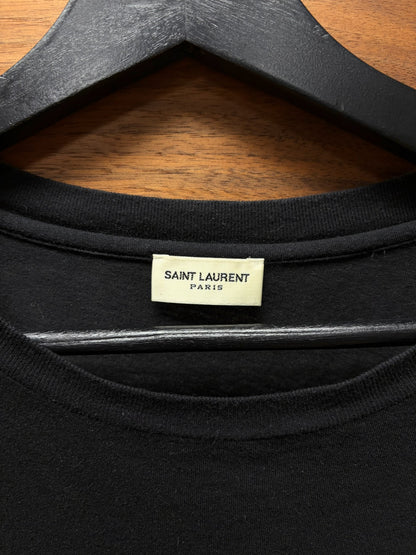 2017 Saint Laurent ‘Slow Kissing’ Black Cropped Fit Cotton T-Shirt