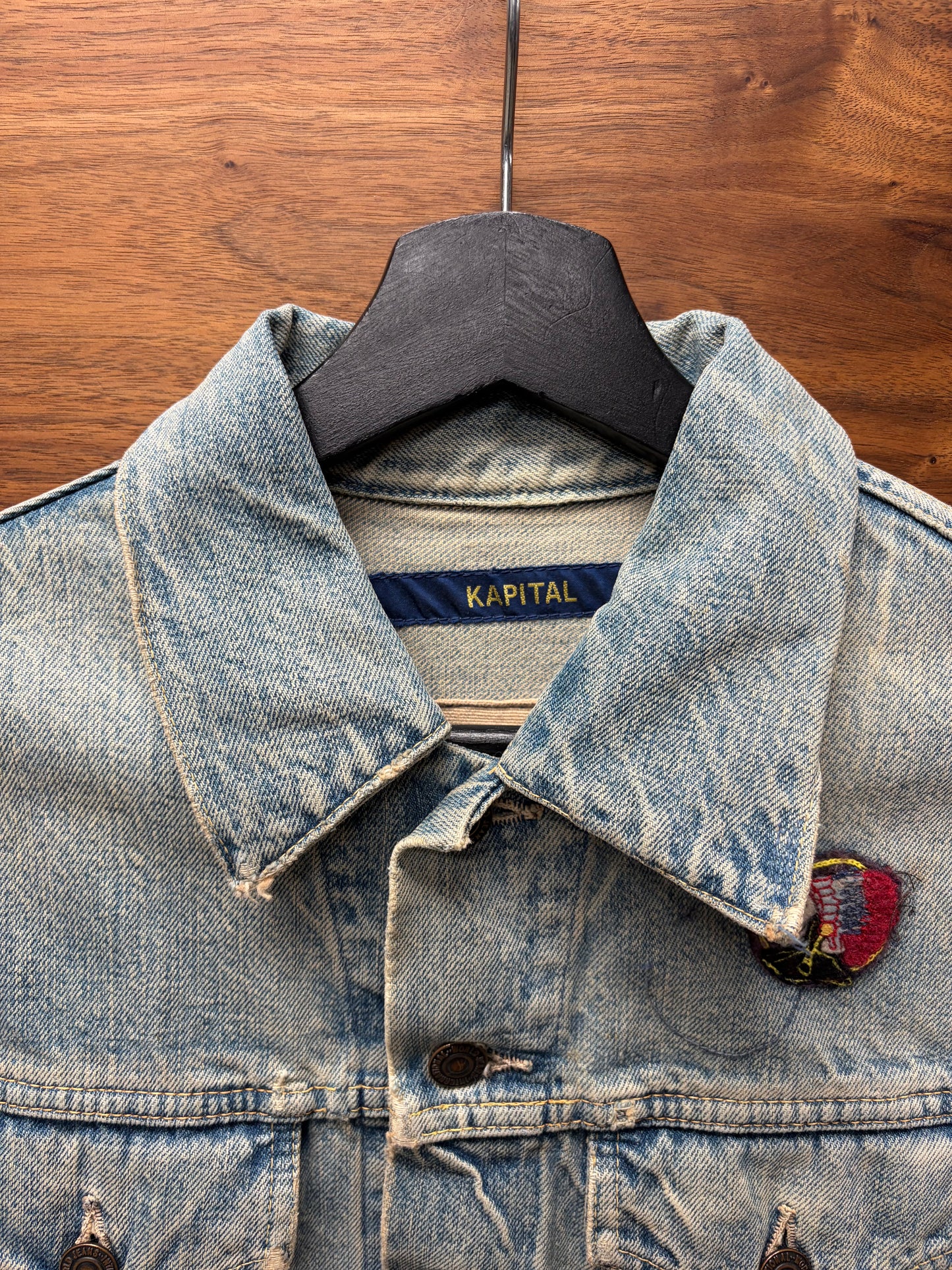 Kapital ‘Sunrise Puebelo’ Studded Western Style Light Wash Denim Shirt
