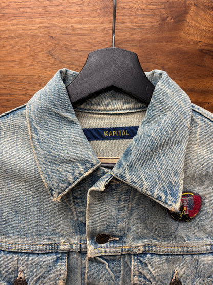 Kapital ‘Sunrise Puebelo’ Studded Western Style Light Wash Denim Shirt