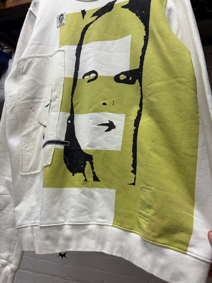 SS2019 Rick Owens ‘Babel’ Milk/Dark Lime ‘Kendra Pfahler’ Patchwork Sweatshirt