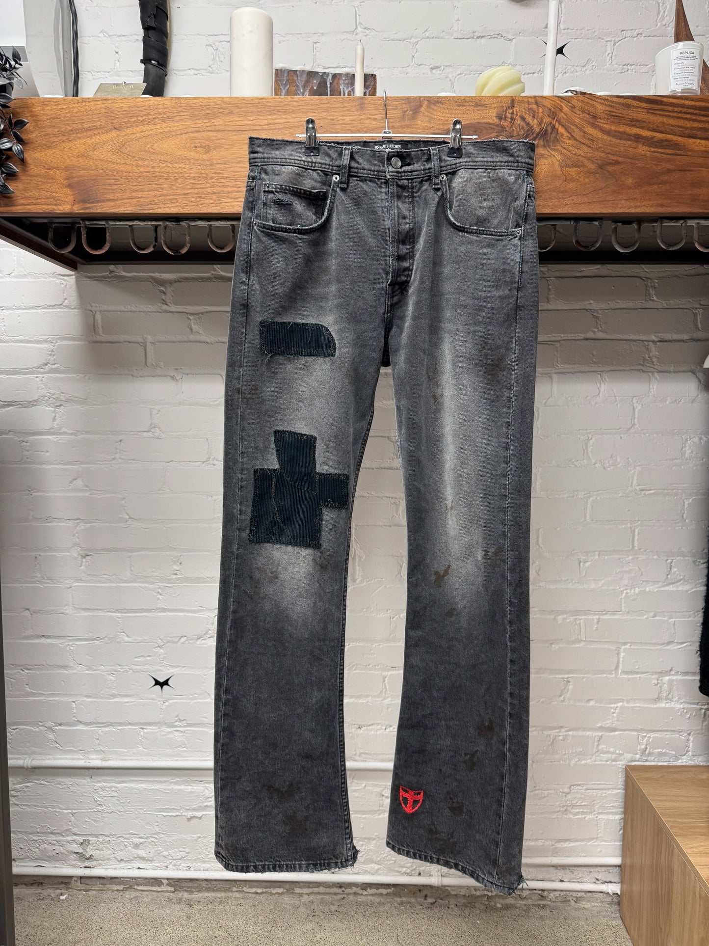 AW2024 Enfants Riche Deprimes Corduroy Appliqué Flared Leg Denim