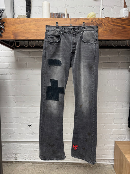 AW2024 Enfants Riche Deprimes Corduroy Appliqué Flared Leg Denim
