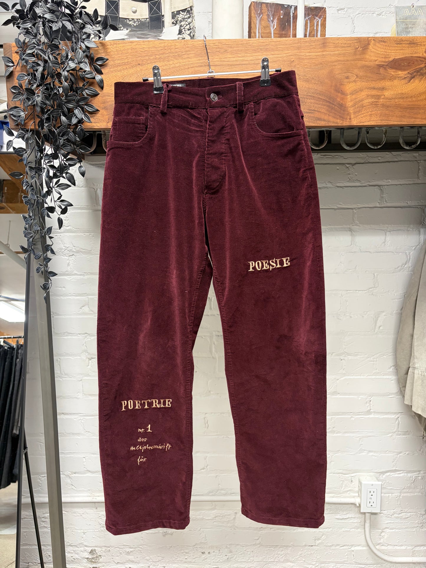 AW2022 Enfants Riches Deprimes ‘Poeise’ Embroidered Dark Red Corduroy Pants