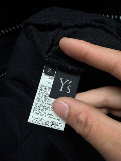 Yohji Yamamoto Y’s Contrast Stitch Black/White Wool Knit Sweater