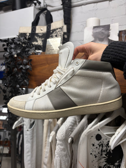 Saint Laurent ‘SL03M’ White Leather Mid Top Casual Sneakers