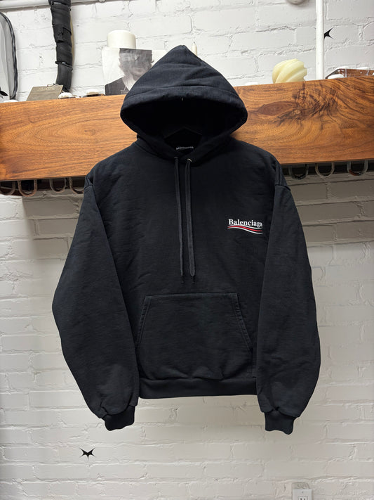 2018 Balenciaga ‘Campaign Logo’ Black Pullover Hoodie
