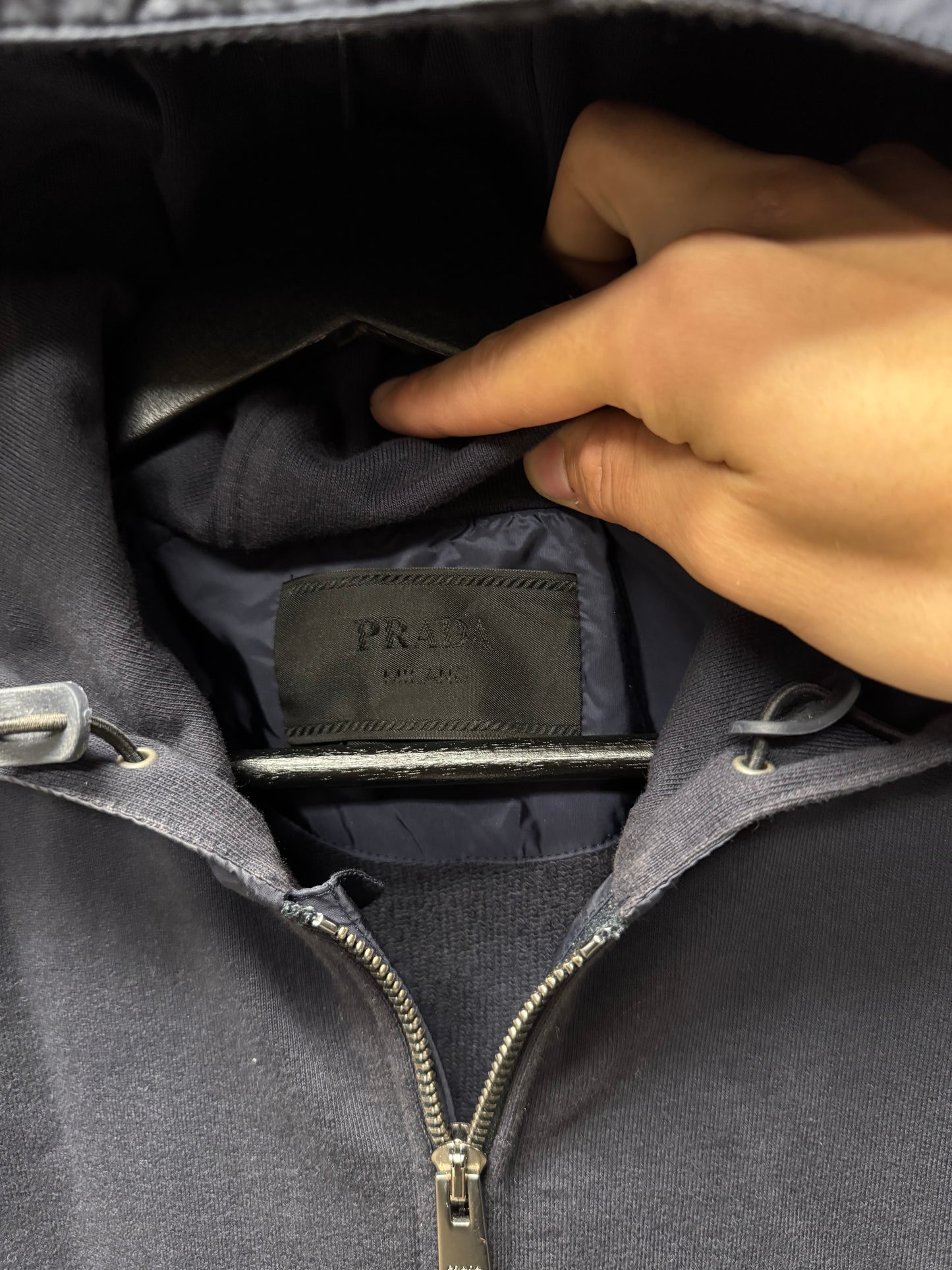 Prada Triangle Logo Zip-Up Hoodie