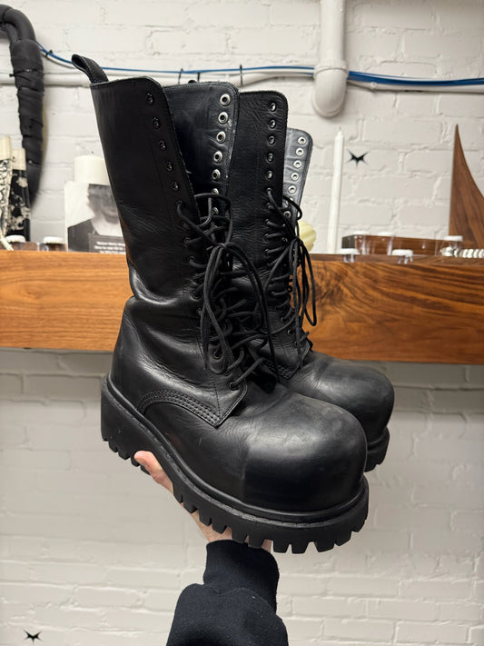 AW2024 Balenciaga Runway Leather ‘Stomper’ High Cut Combat Boots