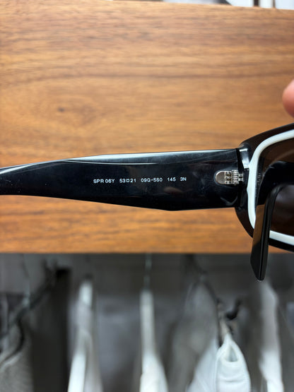 Prada ‘Symbole’ Boxy Rectangular Frame Black Sunglasses