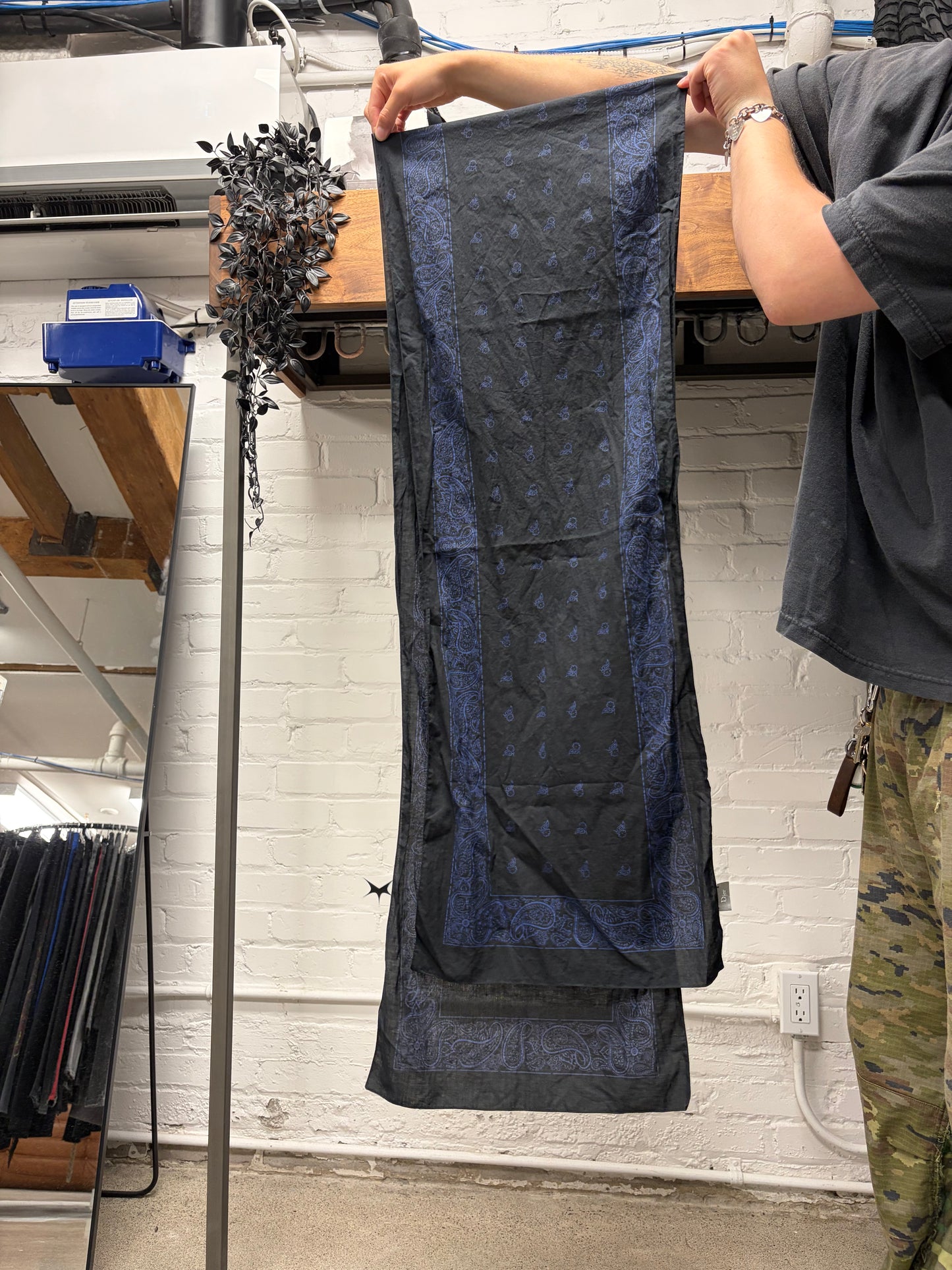SS2005 Dior Homme by Hedi Slimane ‘Beck’ Black/Blue Paisley Full Length Scarf