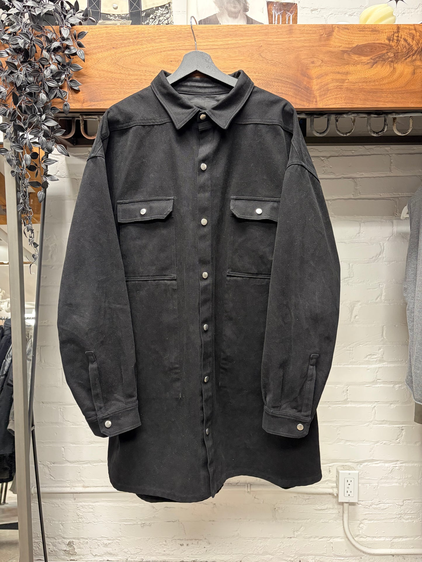 Rick Owens ‘Shoulder Strap’ Heavyweight Black Work-Shirt
