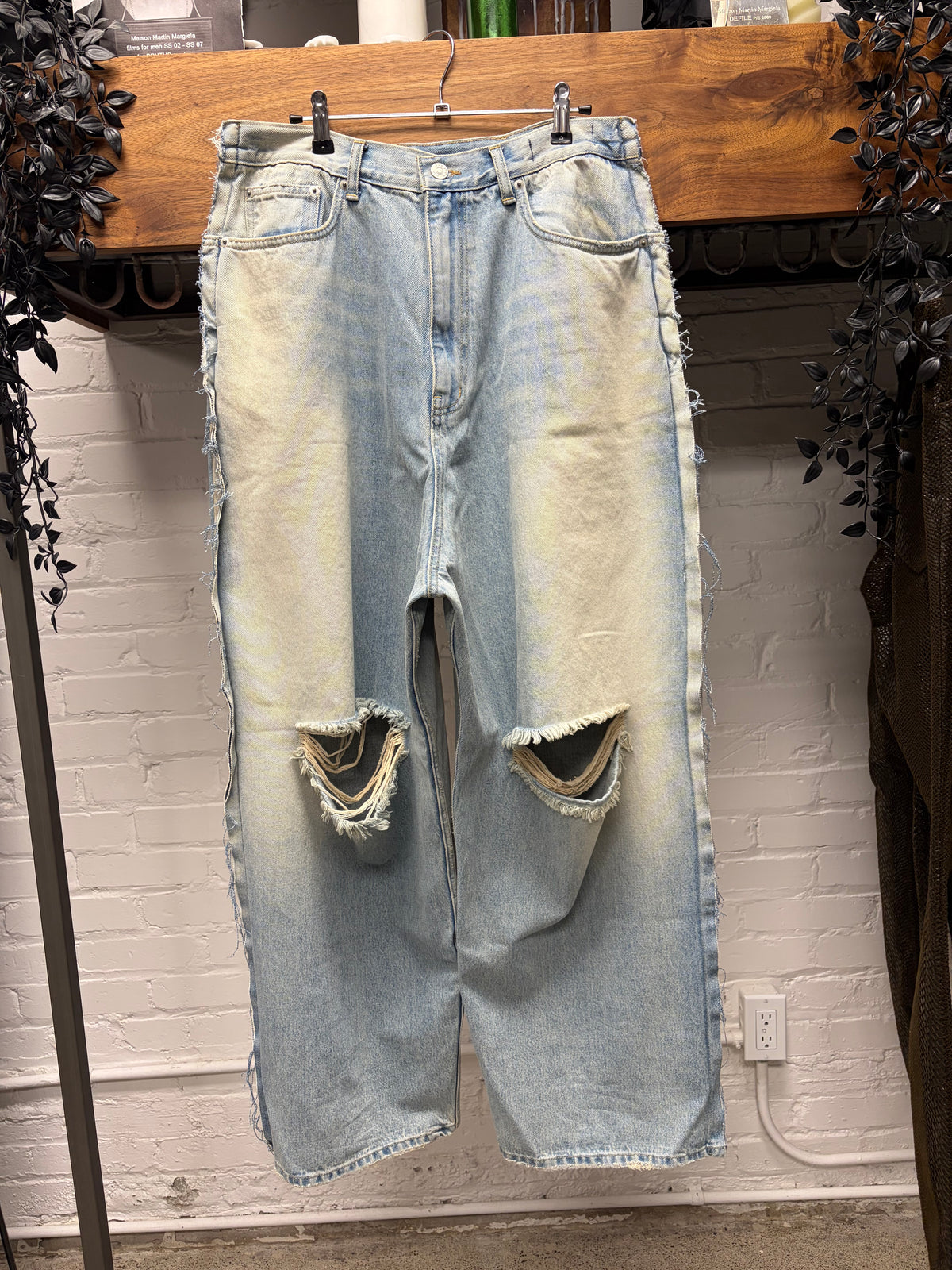 Project G/R Reversible Wide Leg Dirt Washed Blue Baggy Denim