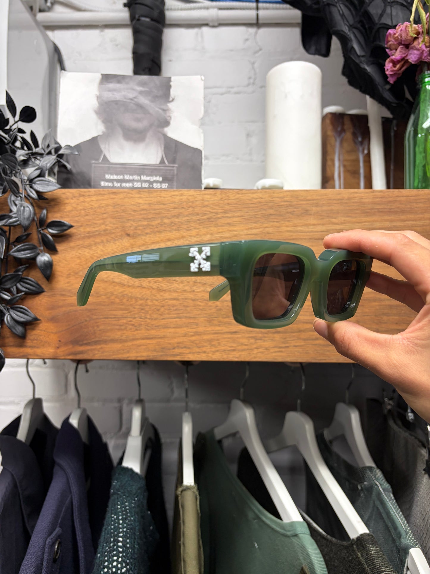 Off-White ‘Virgil’ Green ‘Arrows Logo’ Box Shaped Sunglasses