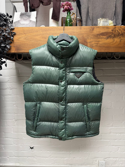 Prada Re-Nylon ‘Saffiano Logo’ Green Down Filled Puffer Vest