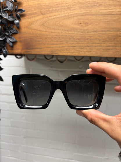 Celine Boxy Square Shape Glossy Black Sunglasses