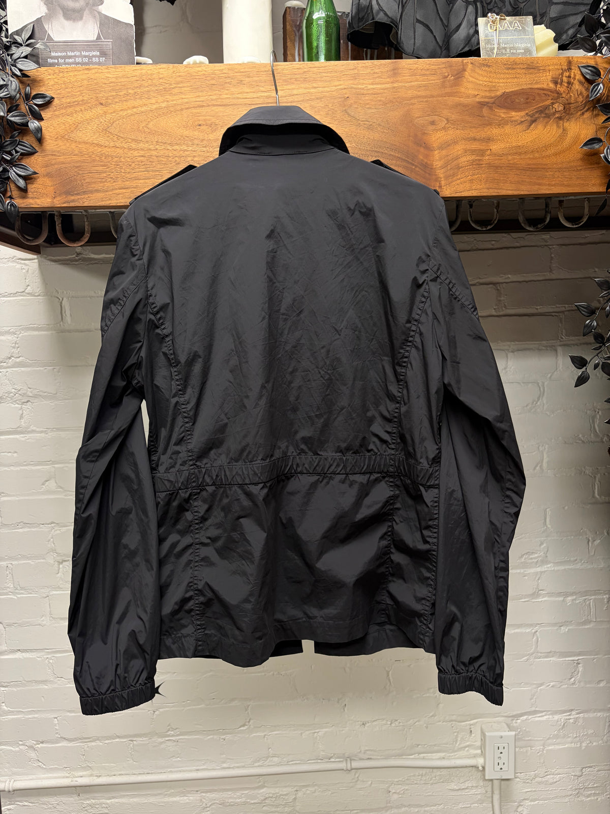 2000s Gucci Black Nylon Shell Military Inspired Field Jacket
