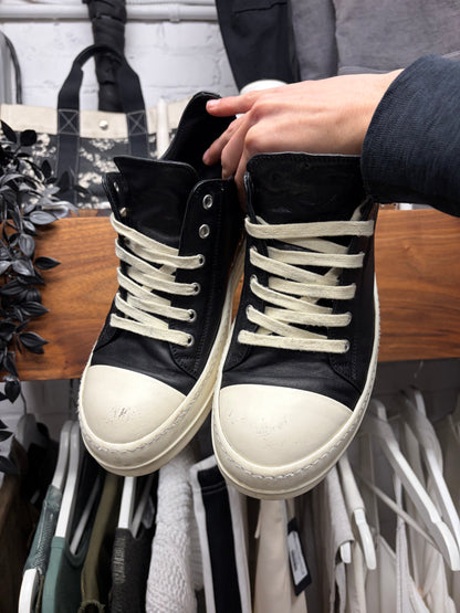 Rick Owens Leather Mainline ‘Ramones’ Black/Milk Low Top Sneakers
