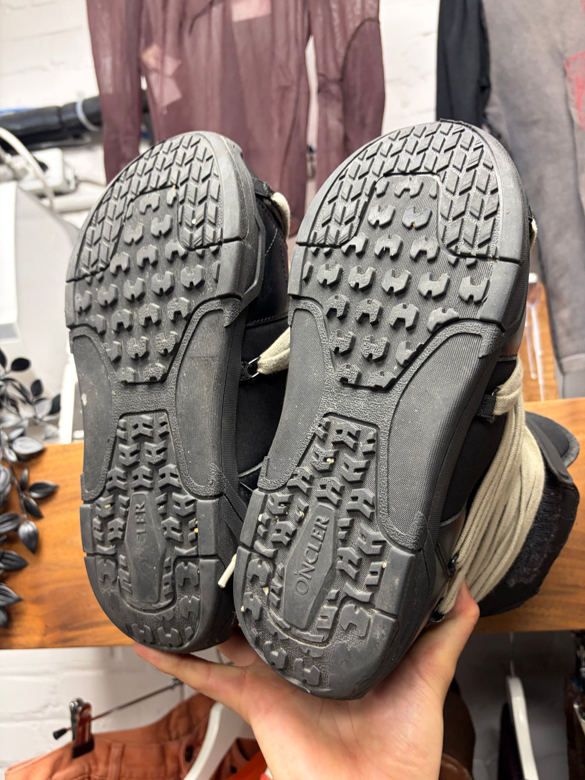 Rick Owens x Moncler ‘Amber’ Black Leather Multi-lace Snow Boots