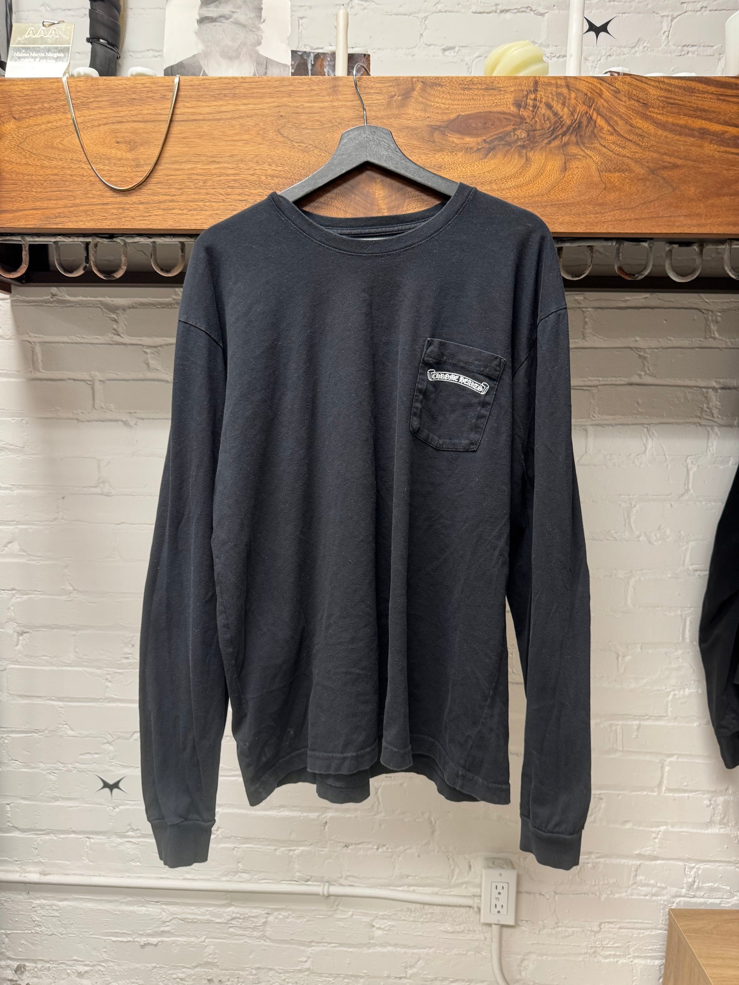 Chrome Hearts Scroll Logo Black Long Sleeve Shirt