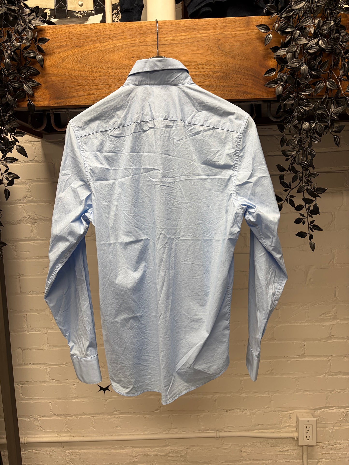 Roberto Cavalli Baby Blue Embroidered Logo Button Up Shirt