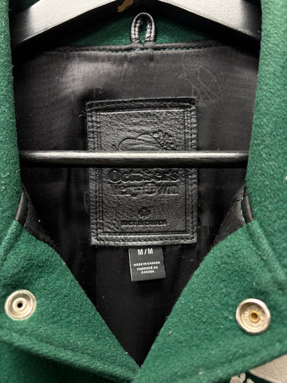 OVO x Roots Embroidered Logo Green/White Wool Letterman Varsity Jacket