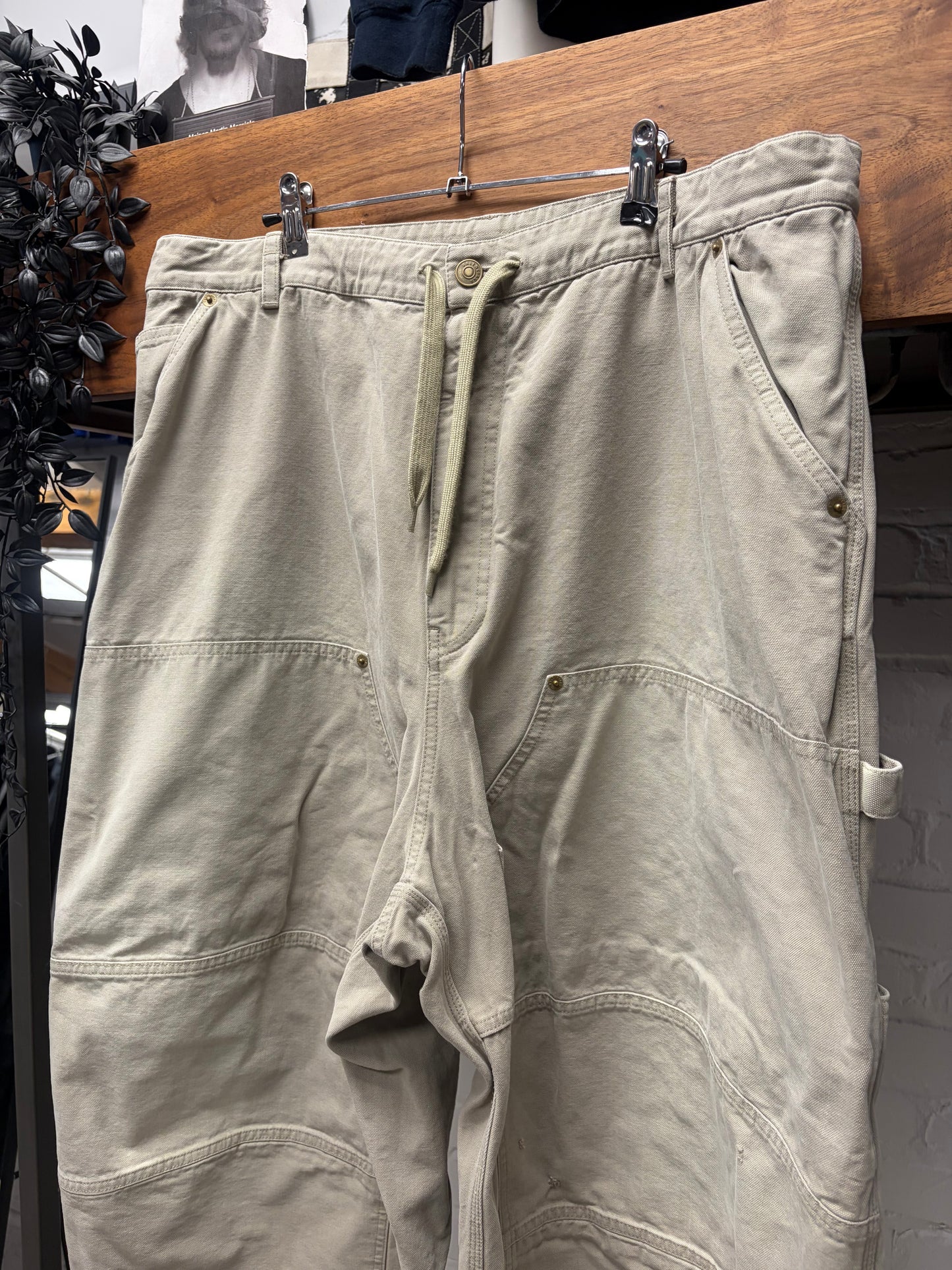 2024 Balenciaga Tan ‘Carpenter’ Double Knee Drawstring Wide Leg Denim