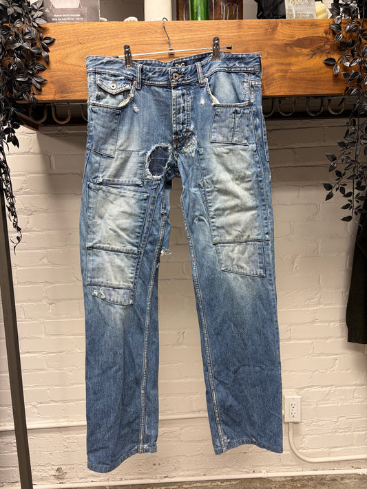 Dolce & Gabbana Patchwork Distressed Blue Bootcut Denim