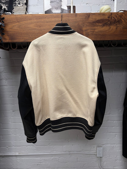 Kapital ‘I-Five’ Cream/Black Leather ‘Bone’ Varsity Jacket