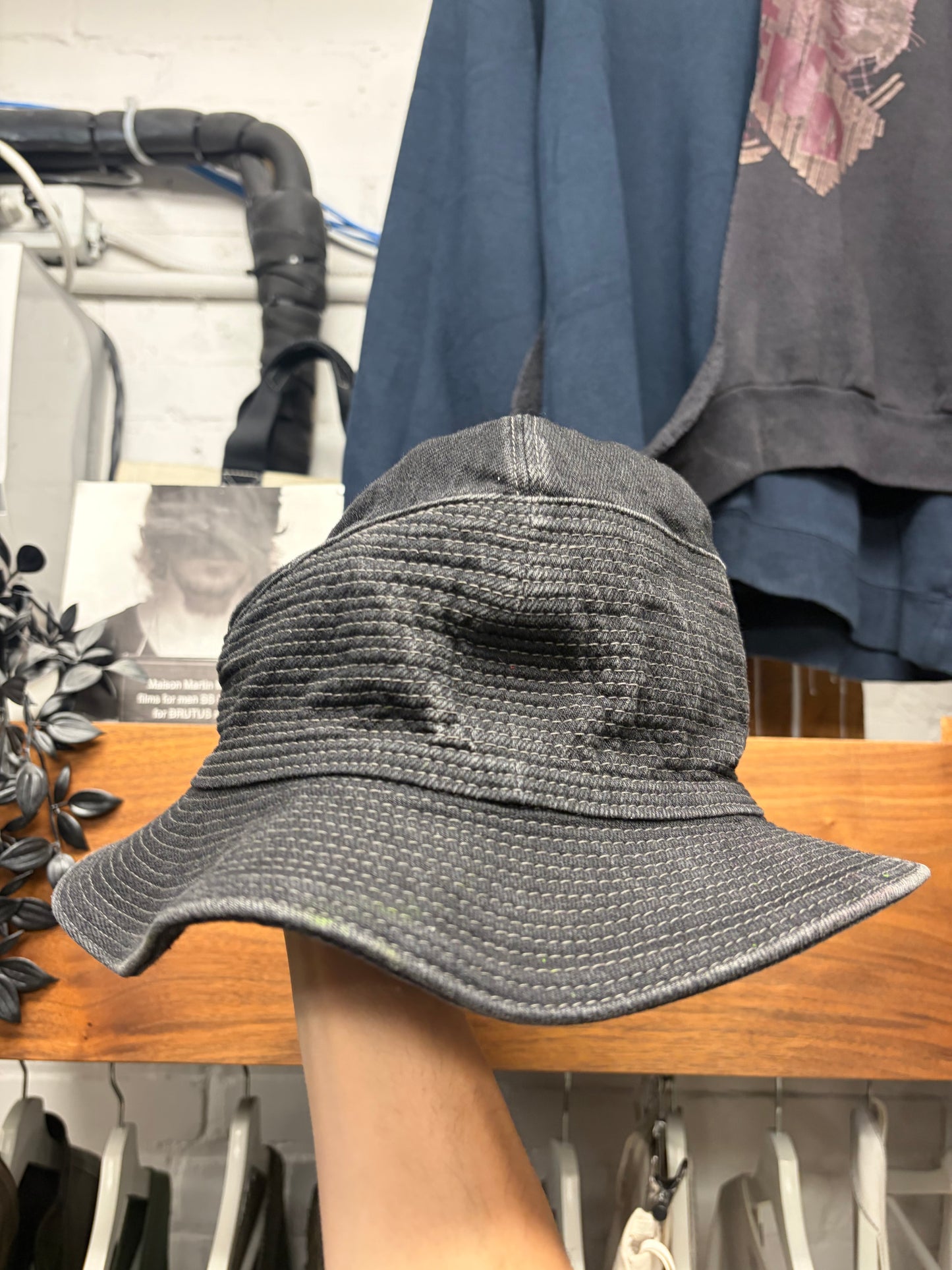 Kapital 'Old Man & The Sea' Black Denim Bucket Hat