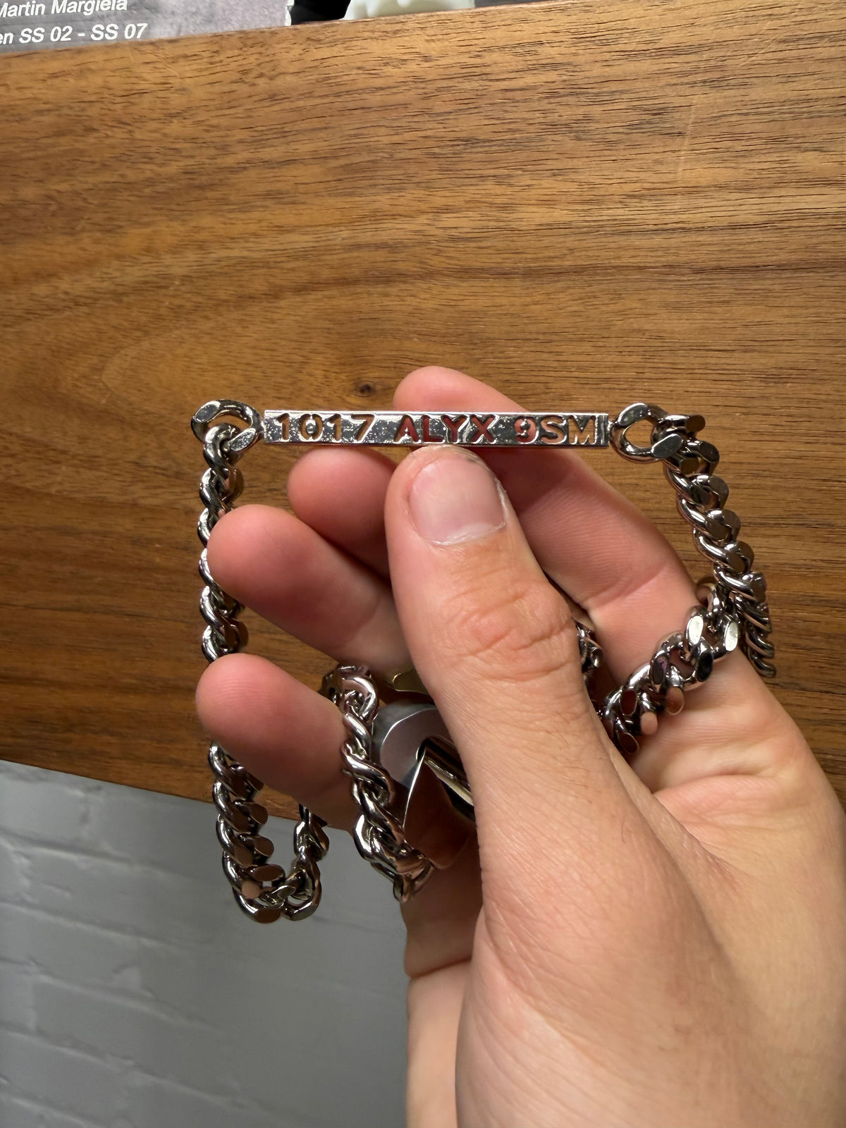 1017 Alyx 9SM ‘Roller Buckle’ Silver-Toned Cuban Link Choker Necklace