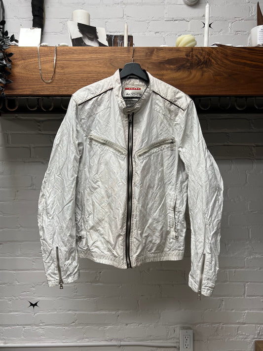 2000s Prada Sport Cafe Racer Moto Jacket with Leather Trim
