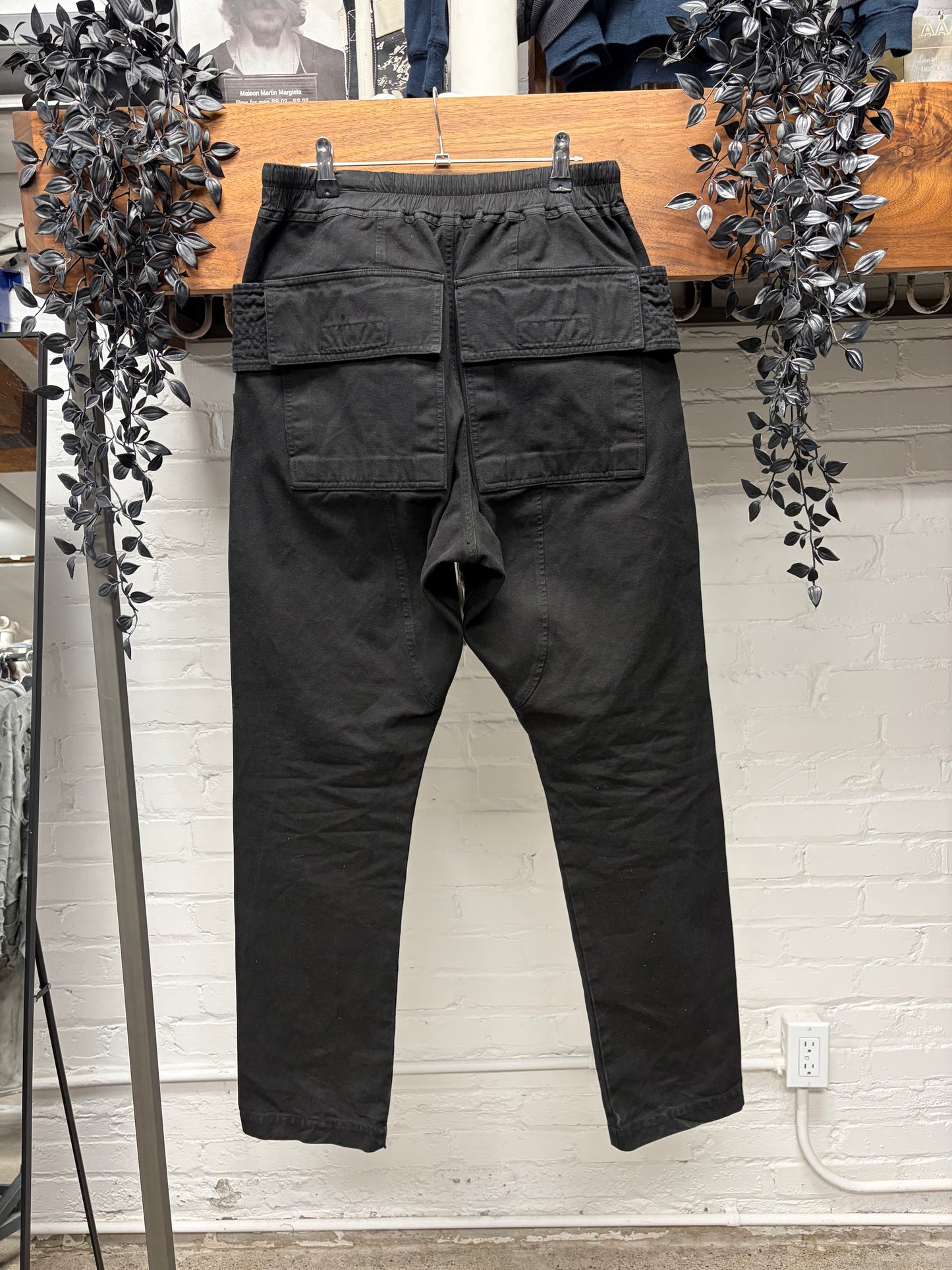 Rick Owens Cotton ‘Creatch’ Black Drawstring Cargo Pants
