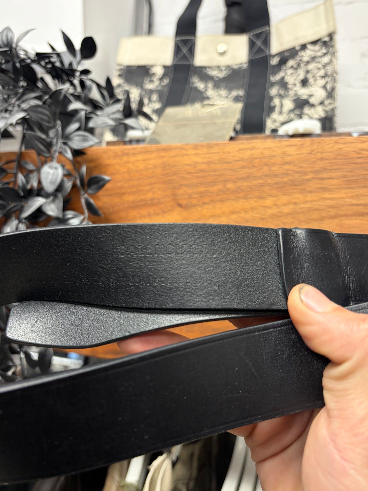 Balenciaga BB ‘Hourglass Logo’ Black Leather Belt
