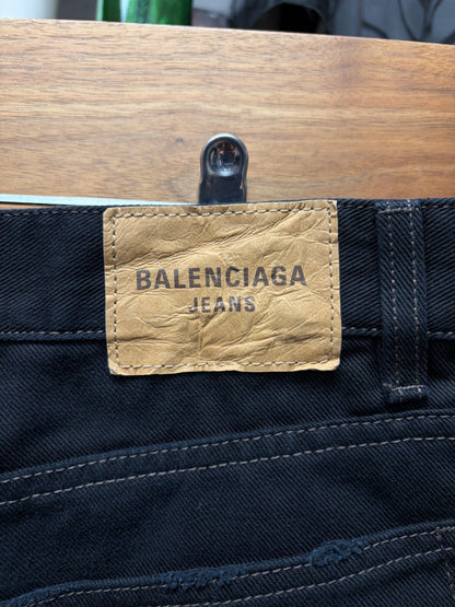 2023 Balenciaga ‘Lightly Distressed’ Black Bootcut Denim