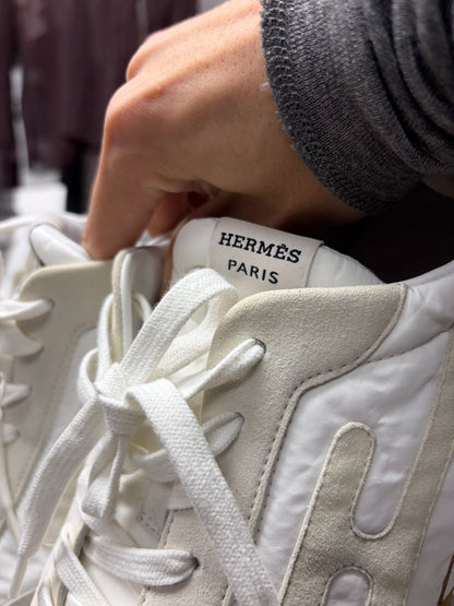 Hermes White/Gum Sole ‘Jet’ Low Top Sneakers