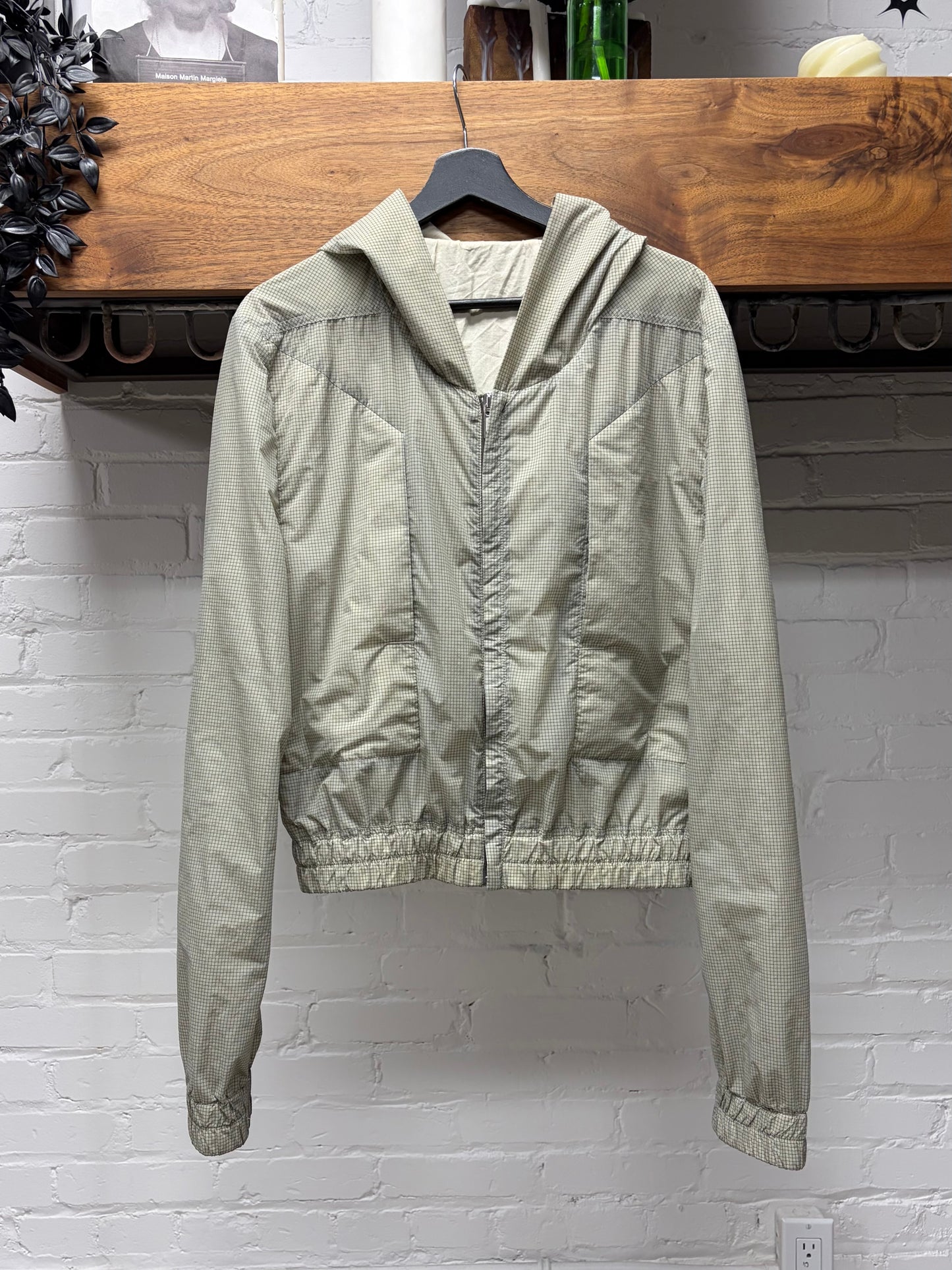 SS2023 Rick Owens ‘Edfu’ Pearl Cropped Fit Ripstop Hooded Jacket