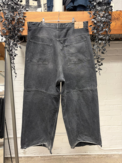 AW2024 Balenciaga ‘Fun Drawstring’ Wide Leg Faded Black Denim