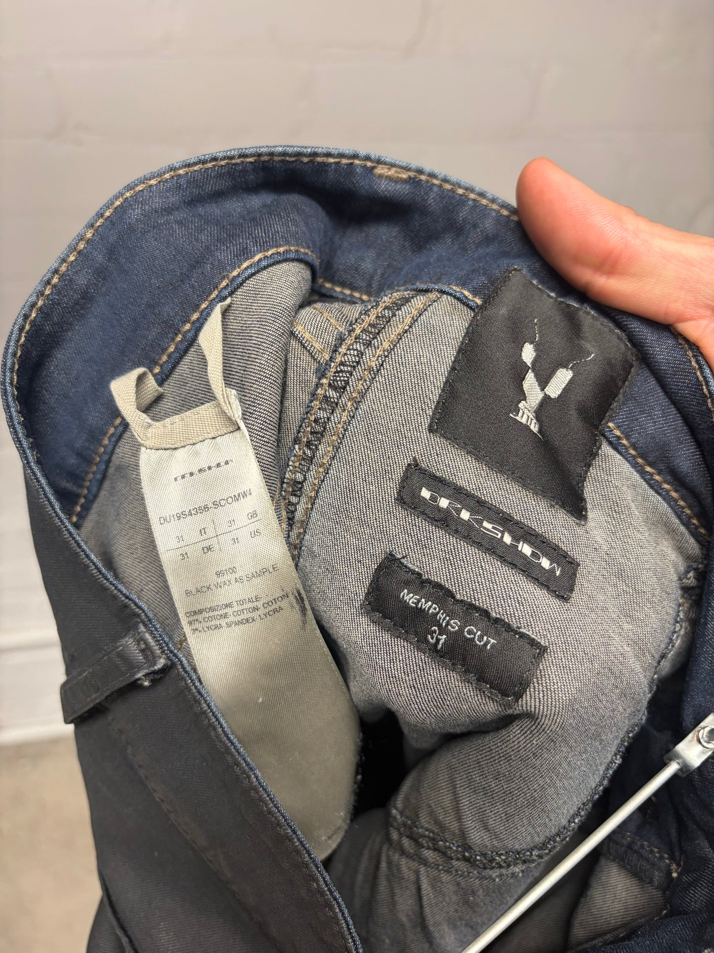 Rick Owens ‘Memphis’ Hybrid Waxed Black Denim