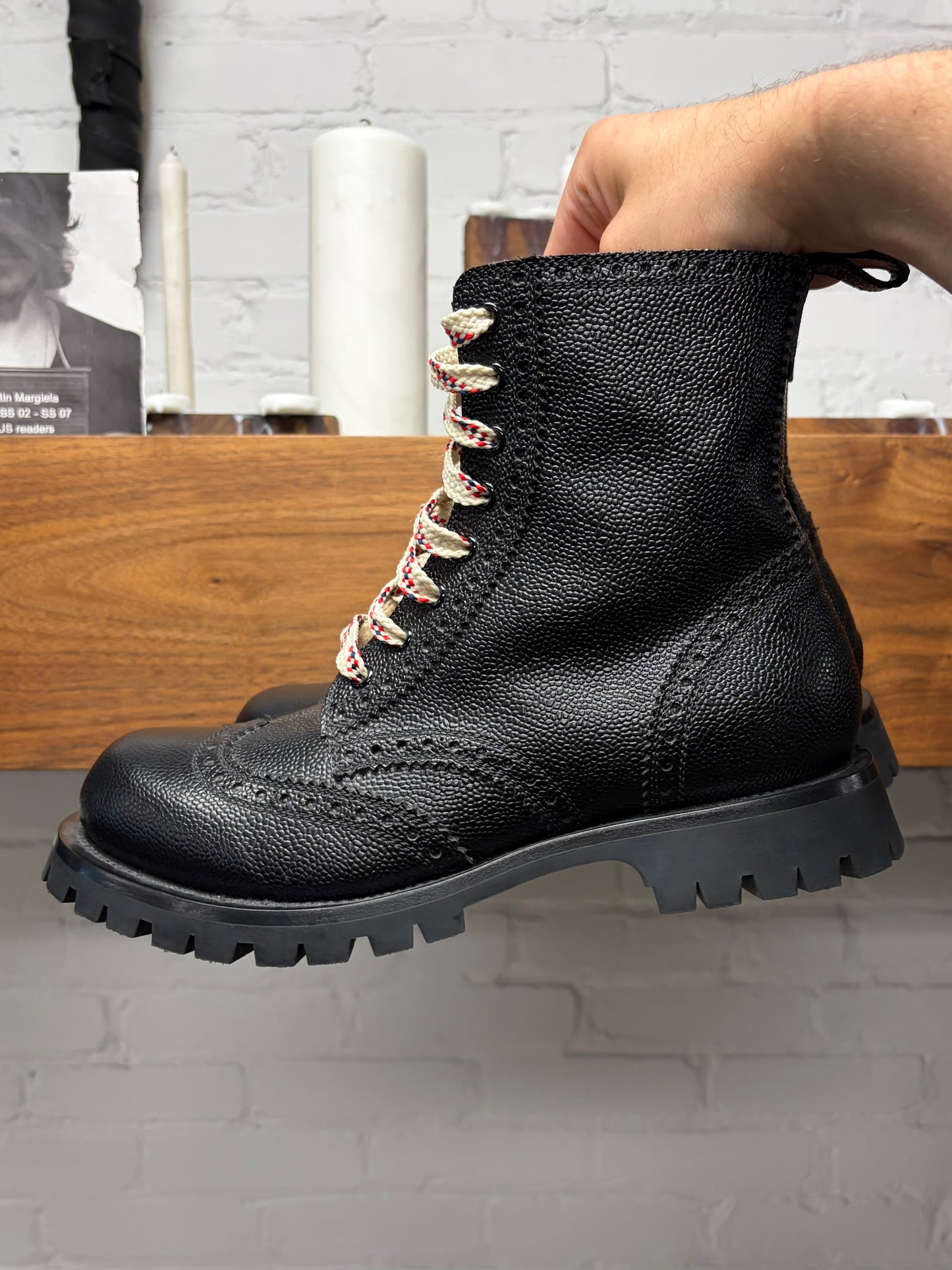 Gucci ‘Arley’ Brogue Black Leather Lace Up Combat Boots