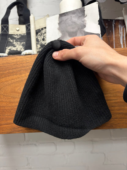 Rick Owens Black Ribbed Knit Beanie