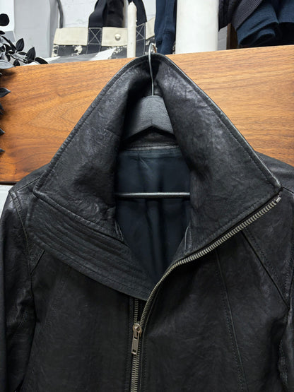 Rick Owens O&M era Lambskin Leather ‘Intarsia’ High Neck Jacket