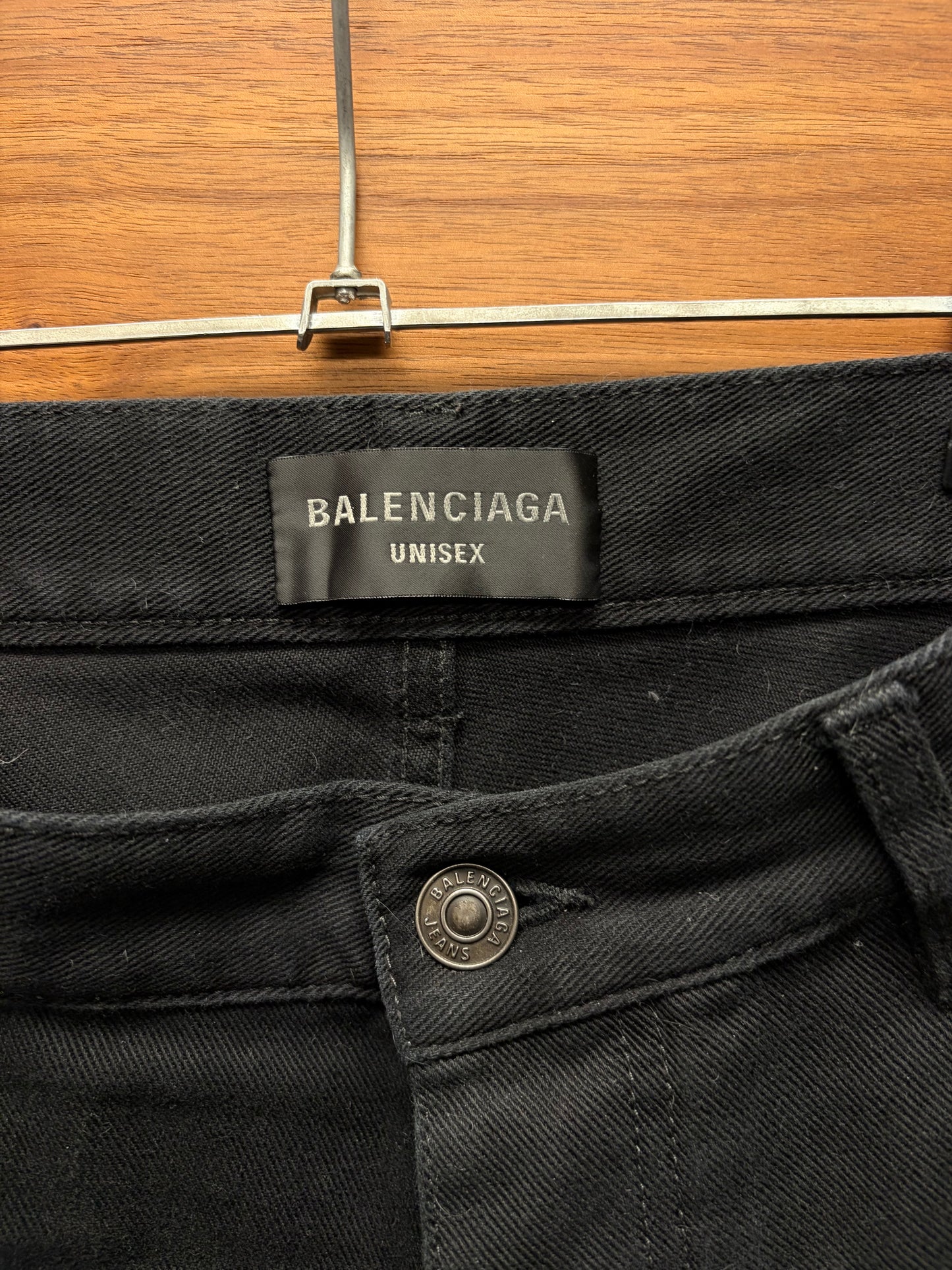 2024 Balenciaga ‘Heel-Bite’ Heavyweight Wide Leg Black Denim