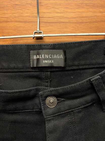 2024 Balenciaga ‘Heel-Bite’ Heavyweight Wide Leg Black Denim