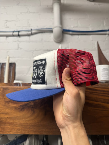 Chrome Hearts ‘Hollywood’ Red/Blue Mesh Trucker Hat