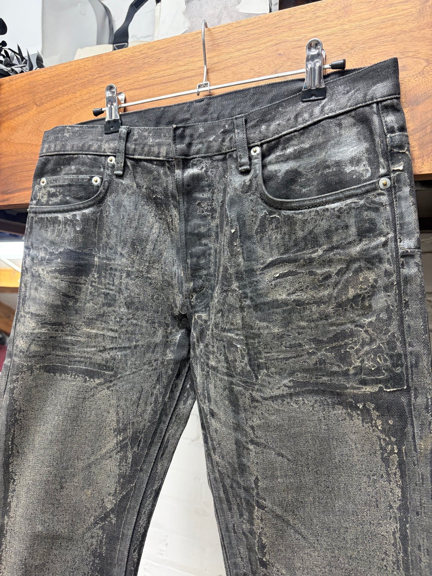 AW2008 Dior Homme ‘Luster’ Waxed Black Skinny Jeans
