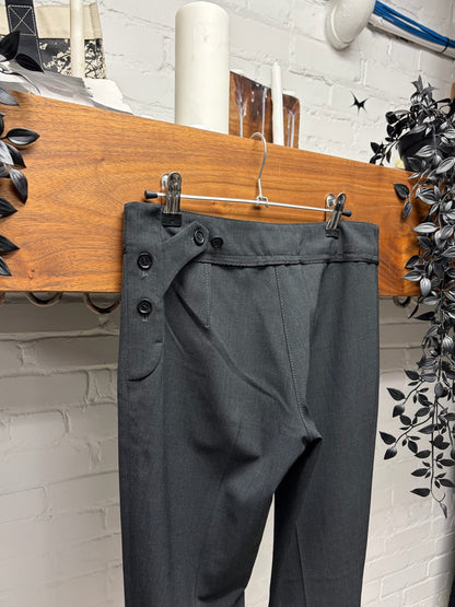 Prada Sport Asymmetric Button Fly Pleated Black Skinny Trousers